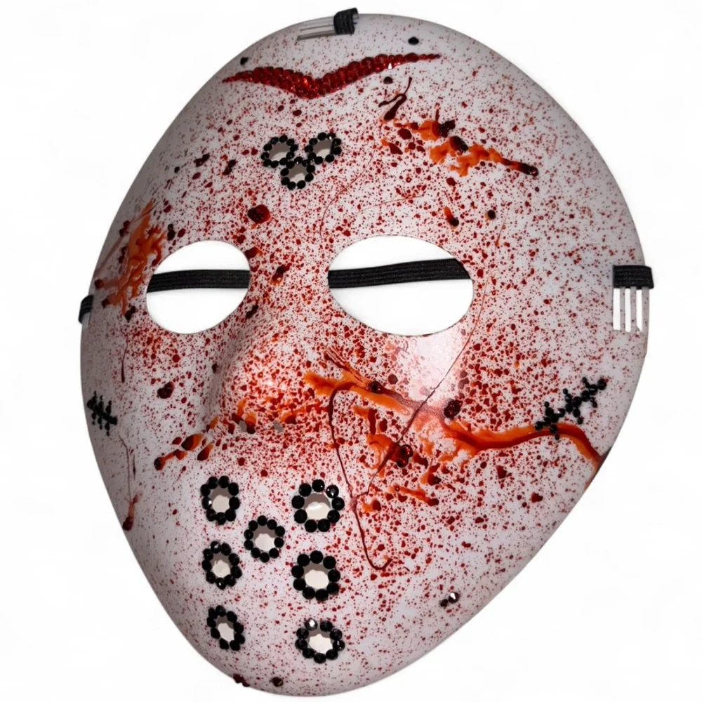 Horror Splash Jason Hockey Mask With Rhinestones New